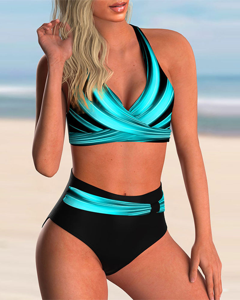 Sylvie | Chic Printed Bikini Set with Crossed Neckline