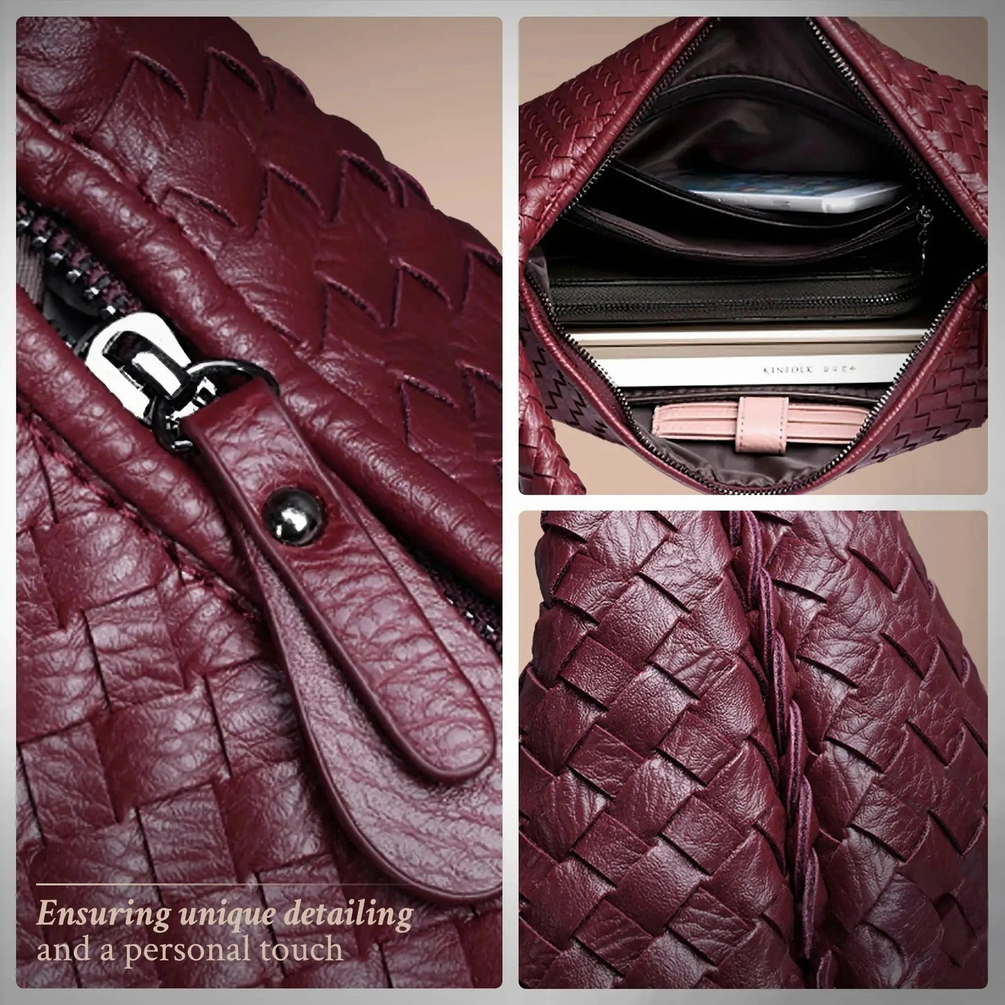Tessa - Elegant PU Leather Woven Tote Bag