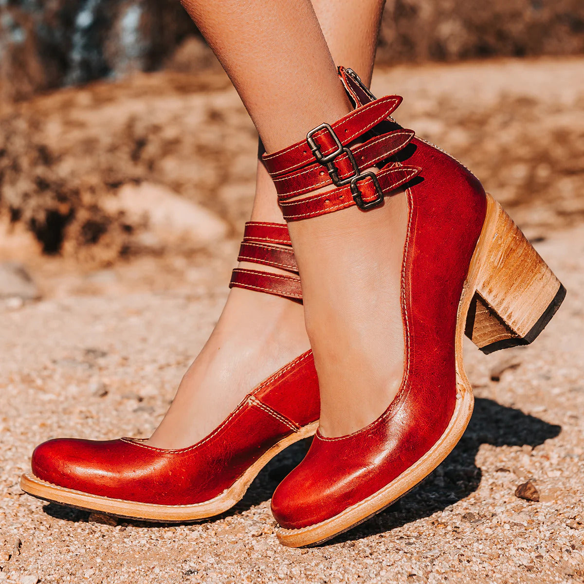 Ever - Women’s Round Toe Chunky Heels