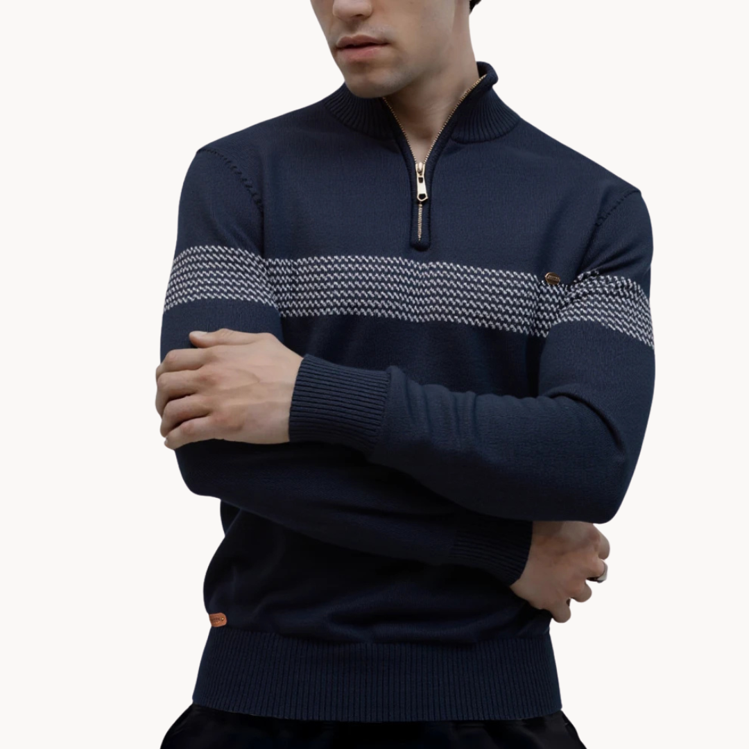 Harrison | Heritage Quarter-Zip Stripe Sweater