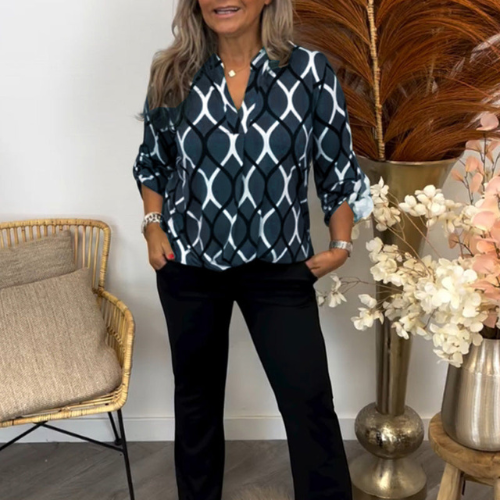 Bella | GEOMETRIC LONG SLEEVE BLOUSE FOR ELEGANT EVERYDAY STYLE