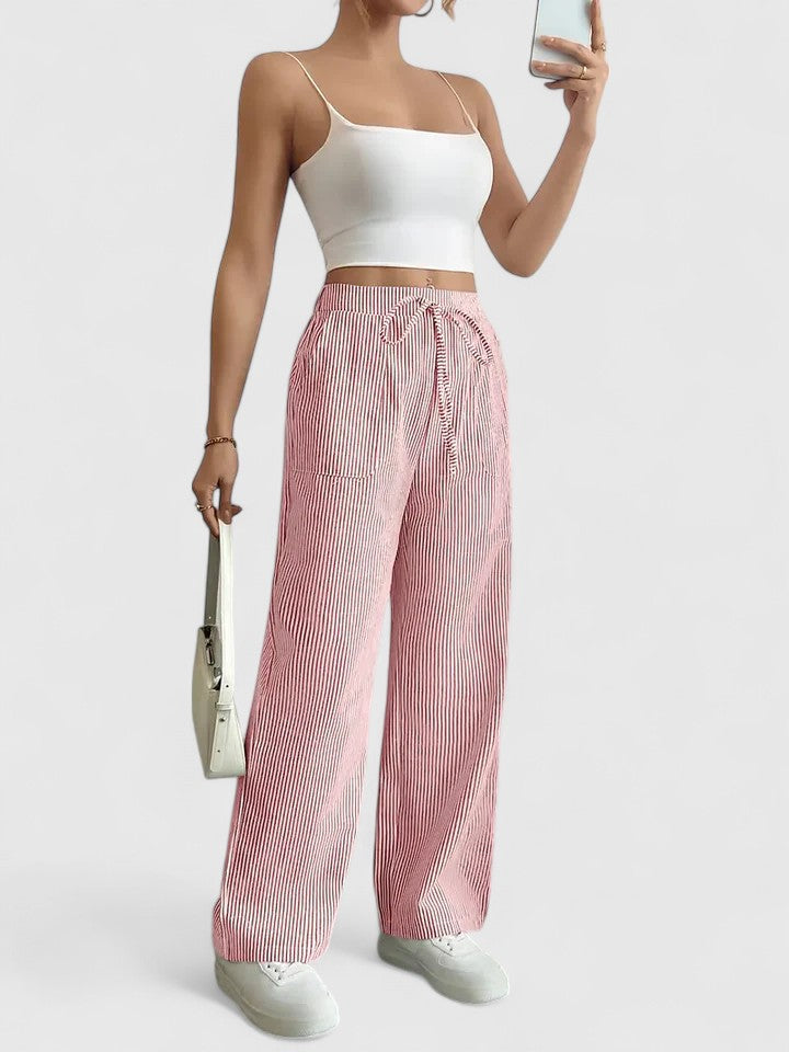 Dominique | Comfortable wide trousers with elegant details