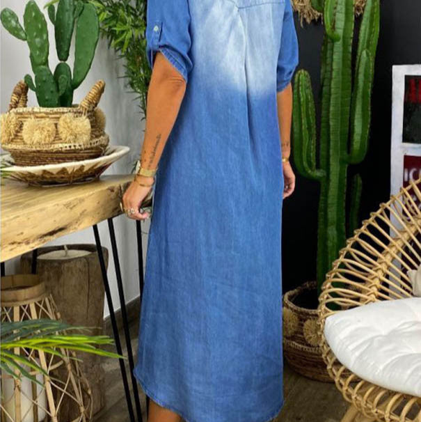 Imogen | Summer V Neck Half Denim Dress