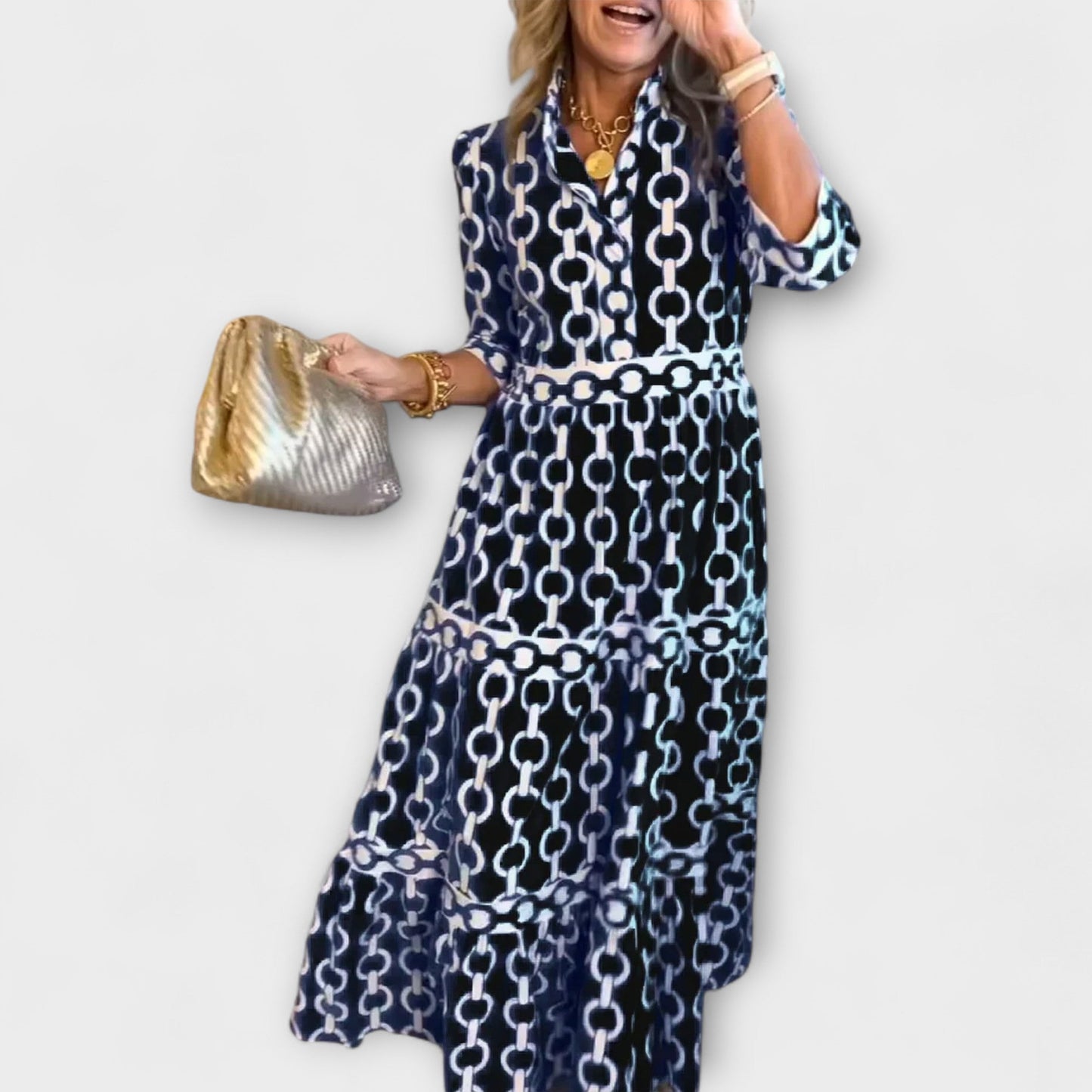 Etta | Flowy Midi Dress with Elegant Collar