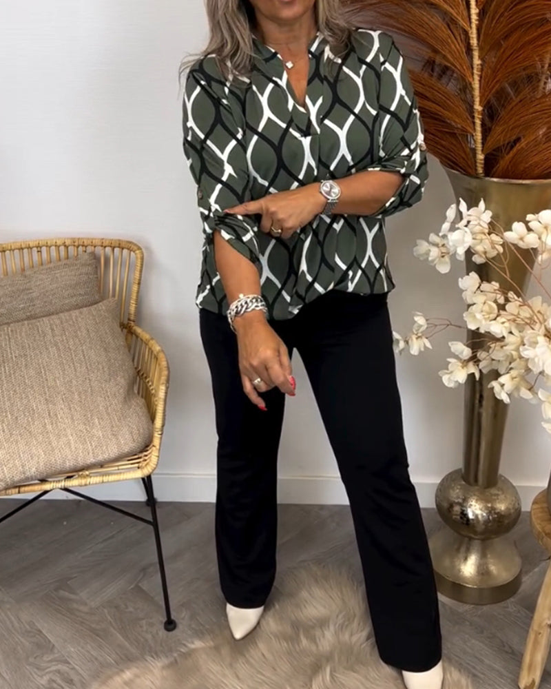 Bella | GEOMETRIC LONG SLEEVE BLOUSE FOR ELEGANT EVERYDAY STYLE