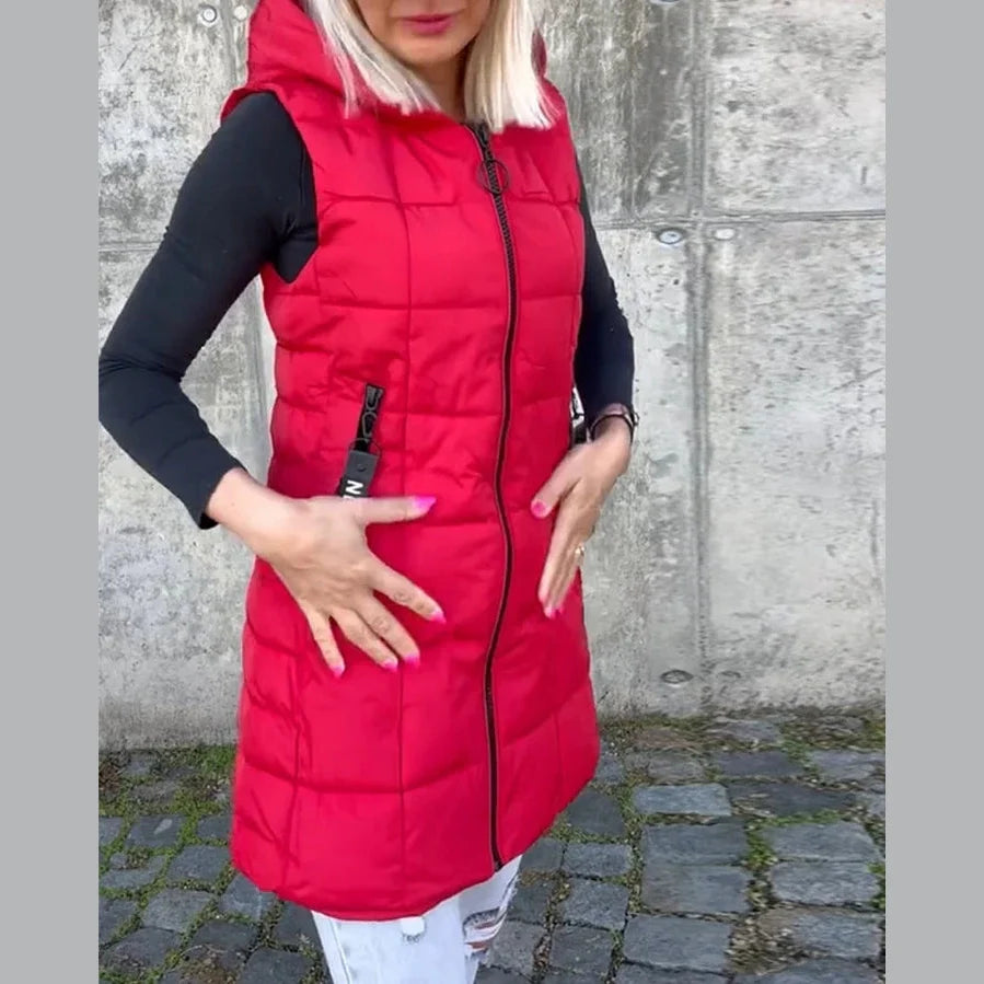 Melina – Sleeveless Padded Coat with Zipper