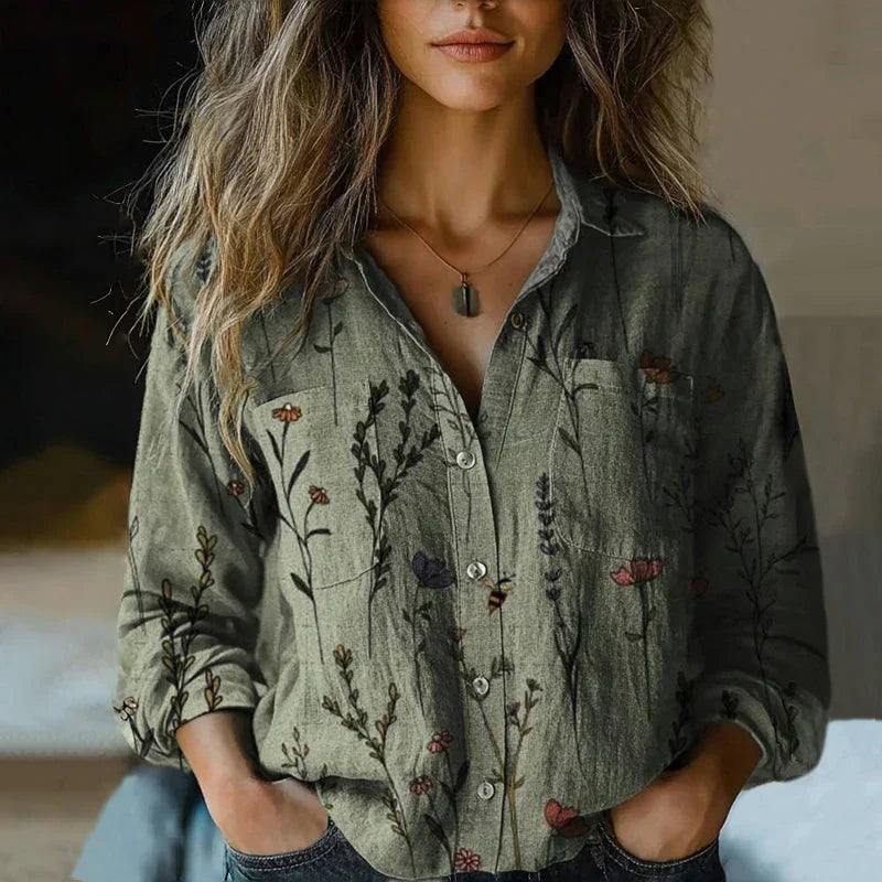 Nina | Retro Floral Print Blouse