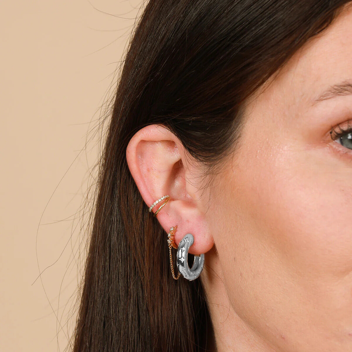 Cosmic Hoop Earrings | White Gold 16k