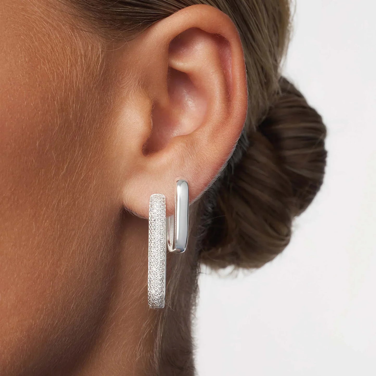 Large Icon Pavé Hoops | White Gold 16k
