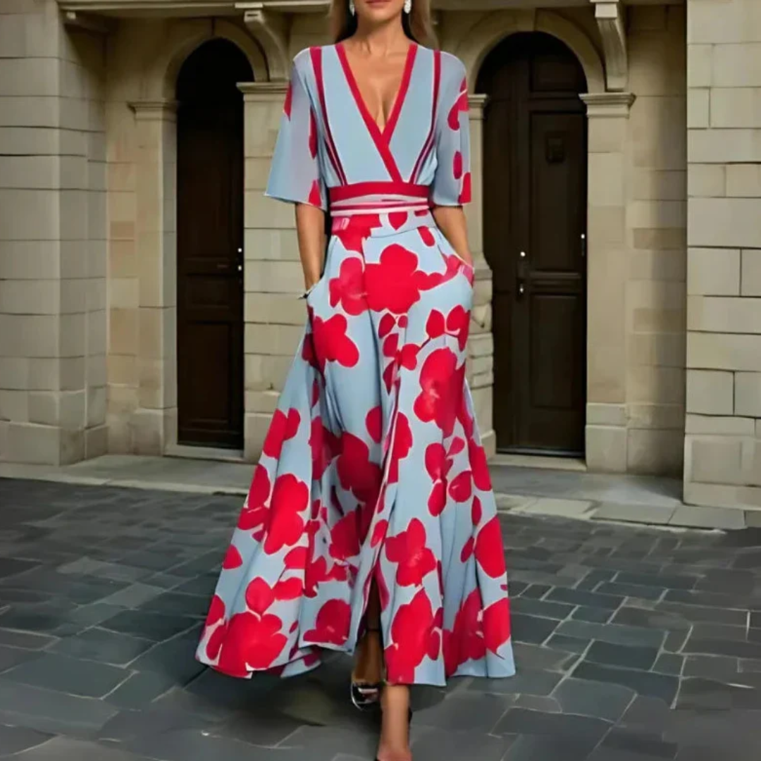 Mandy - Elegant Floral Wrap Dress