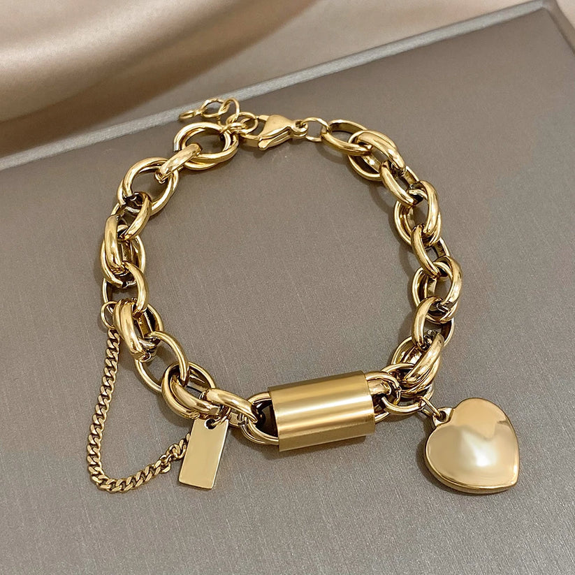 Heartened Chunky Bracelet | White Gold 18k