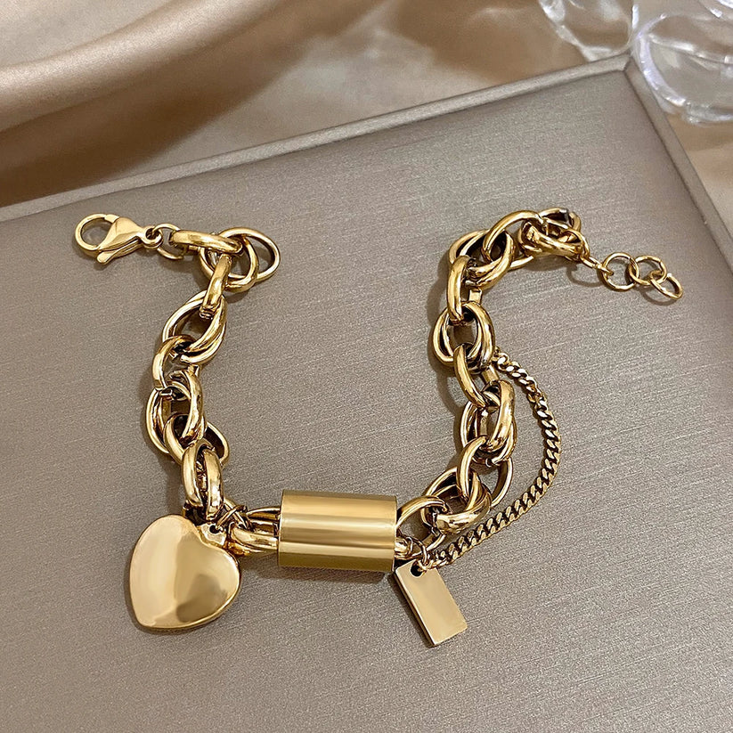 Heartened Chunky Bracelet | White Gold 18k