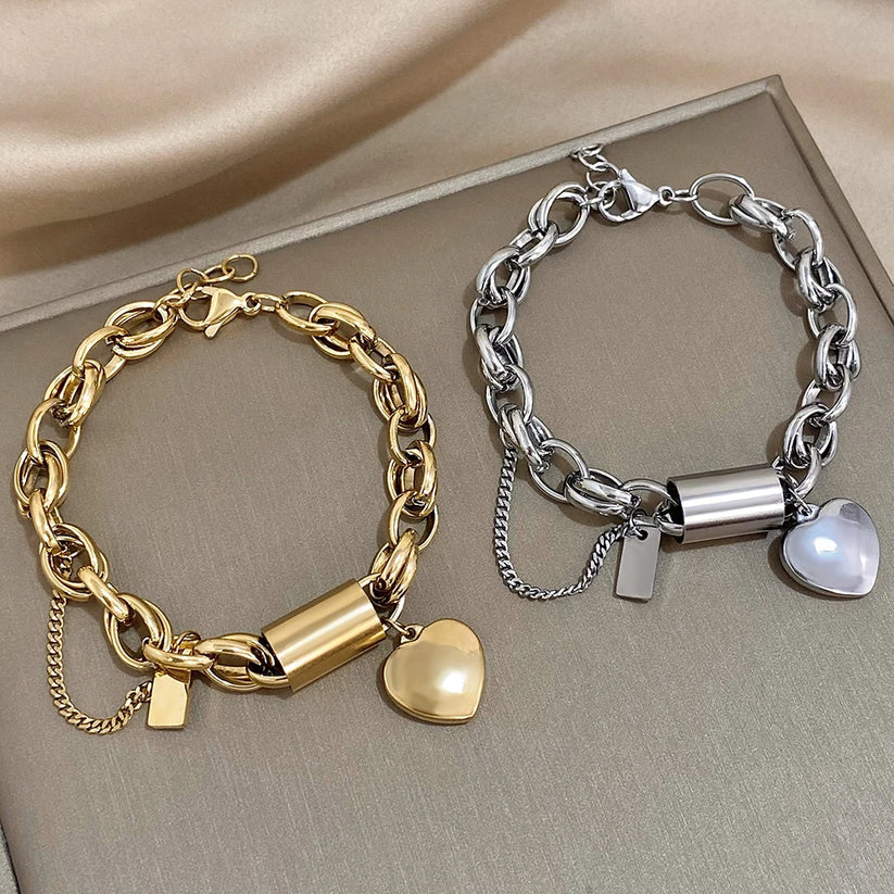 Heartened Chunky Bracelet | White Gold 18k
