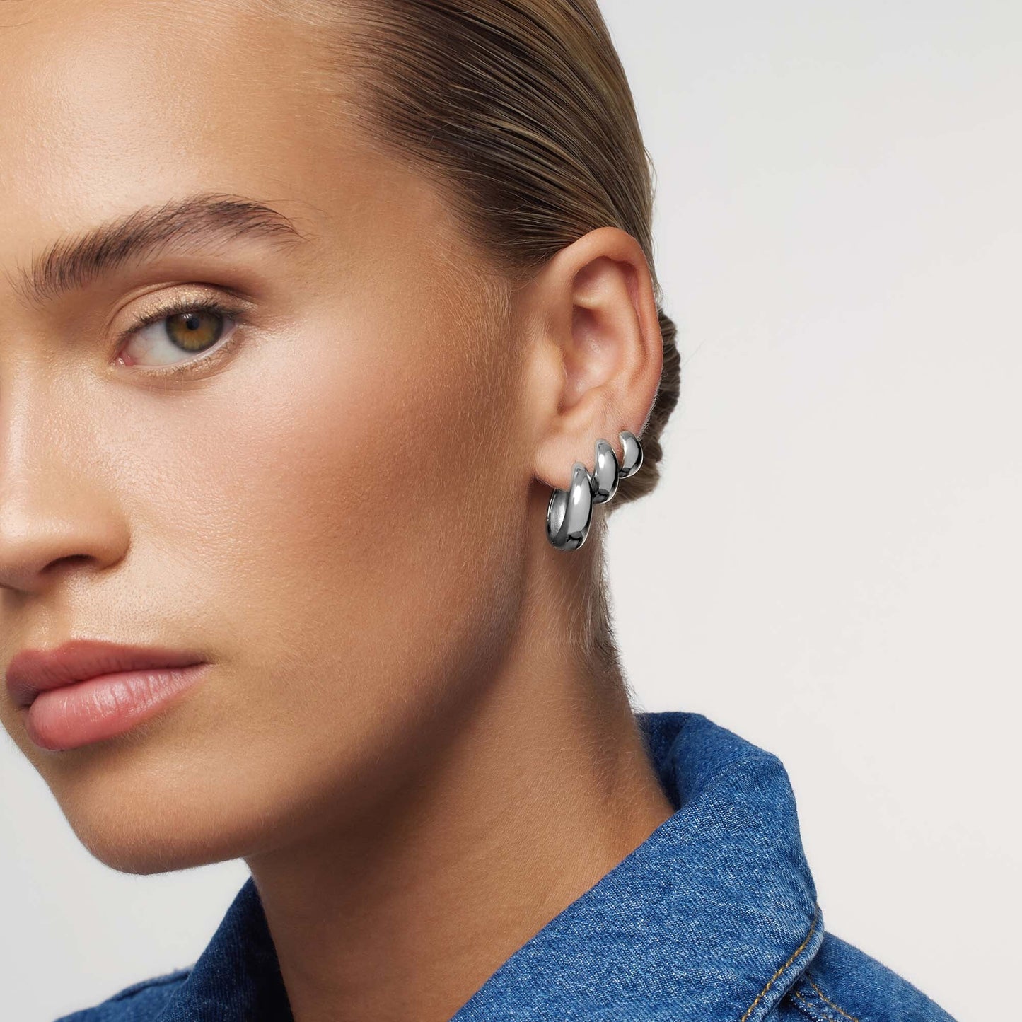 Rue Statement Hoops | White Gold 18k