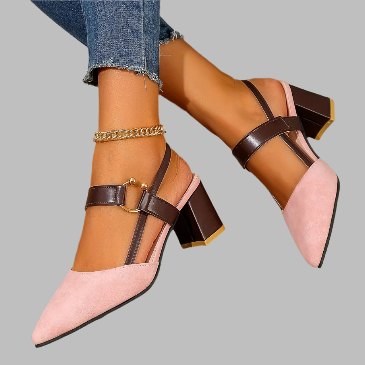Camila – Two-Tone Buckle Slingbacks
