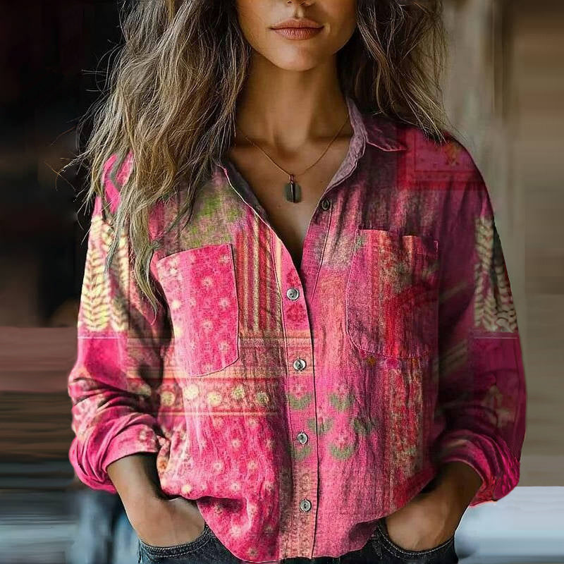 Nina | Retro Floral Print Blouse