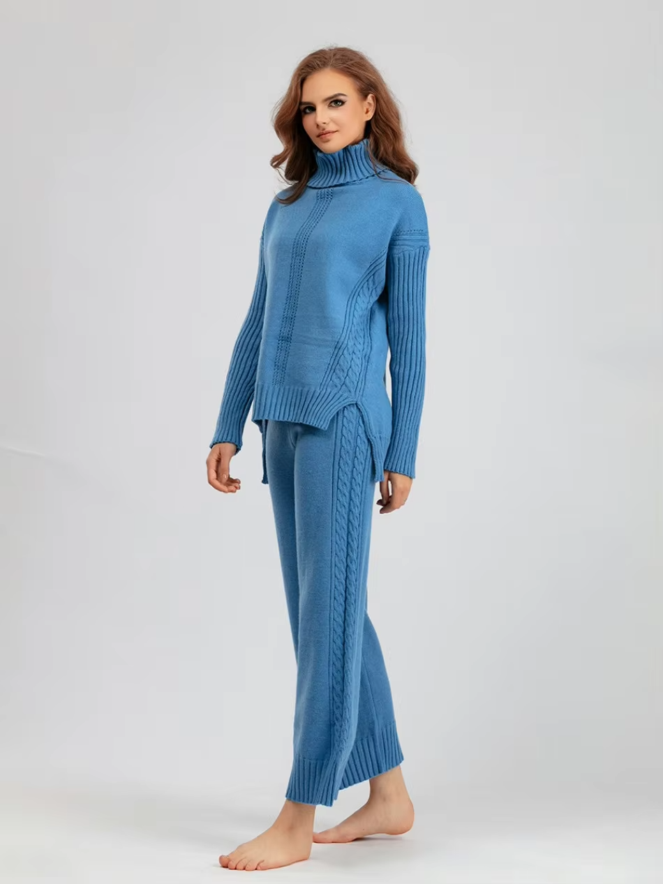 Scarlett™ - Stylish High-neck Pullover Sweater with Loose Pants Set