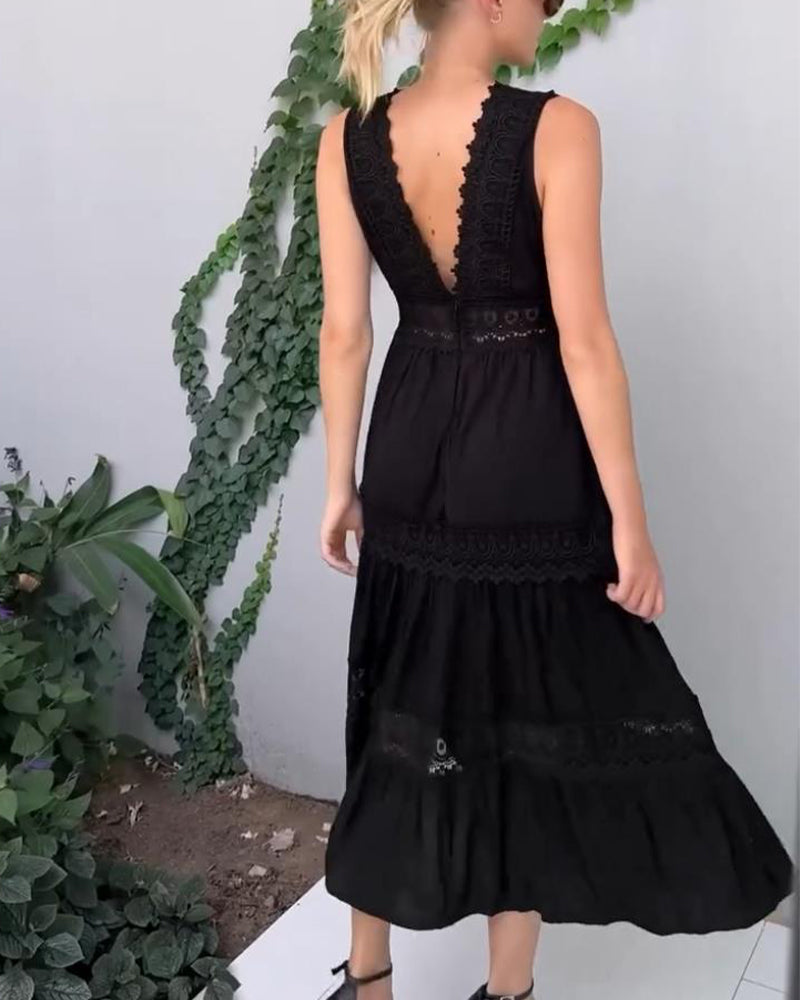 Ninfea | Sleeveless boho midi dress with lace details