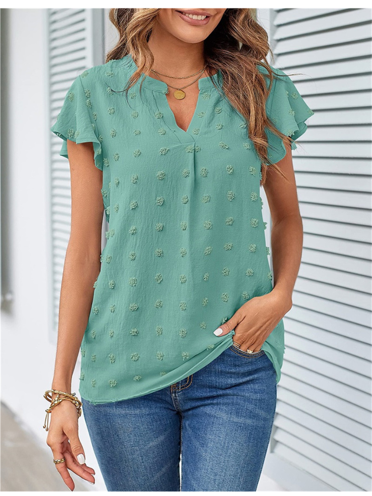Leila | Chic Patchwork Blouse with Ruffled Accents