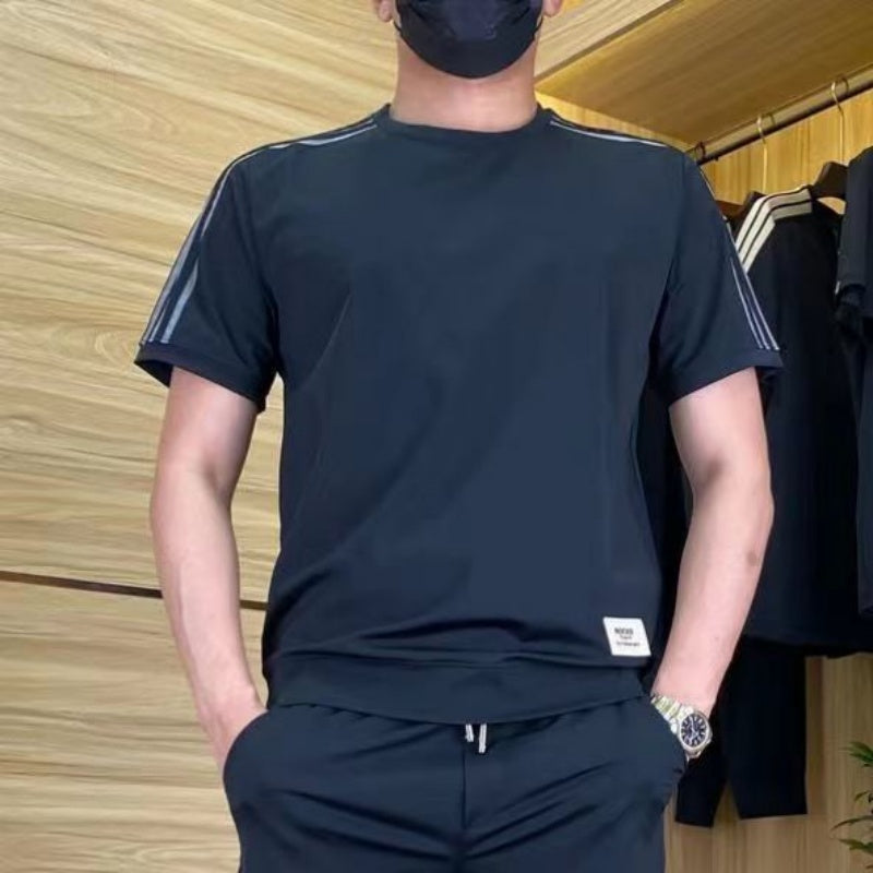 Daimen | Men's High Stretch Short Sleeve Top & Jogging Pants 2-Piece Set