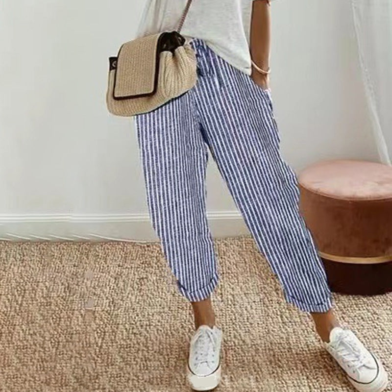 Lucy | striped trousers in linen and cotton