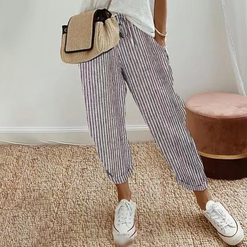 Lucy | striped trousers in linen and cotton