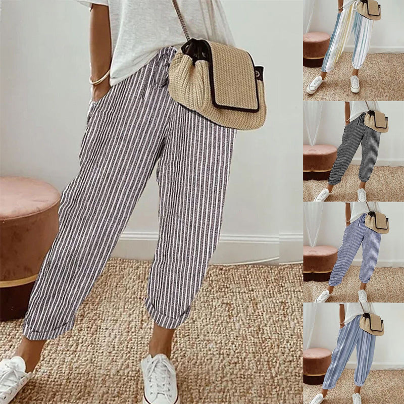 Lucy | striped trousers in linen and cotton