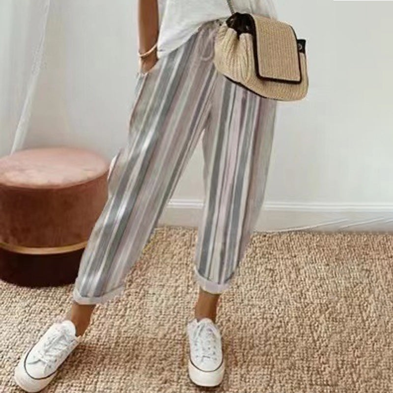 Lucy | striped trousers in linen and cotton
