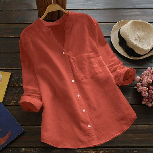 Dahlia | Elegant Linen Long-Sleeve Blouse