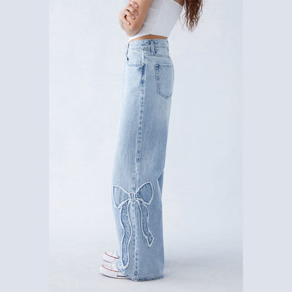 Light Indigo Bow Jeans
