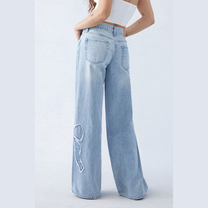 Light Indigo Bow Jeans