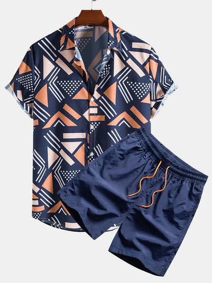 Oliver Geometric Print Shirt & Swim Shorts