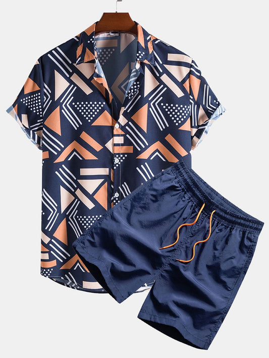 Oliver Geometric Print Shirt & Swim Shorts