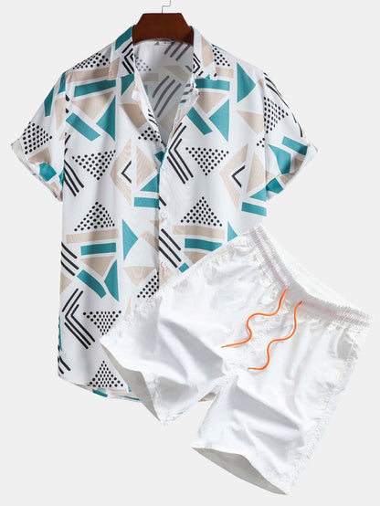 Oliver Geometric Print Shirt & Swim Shorts