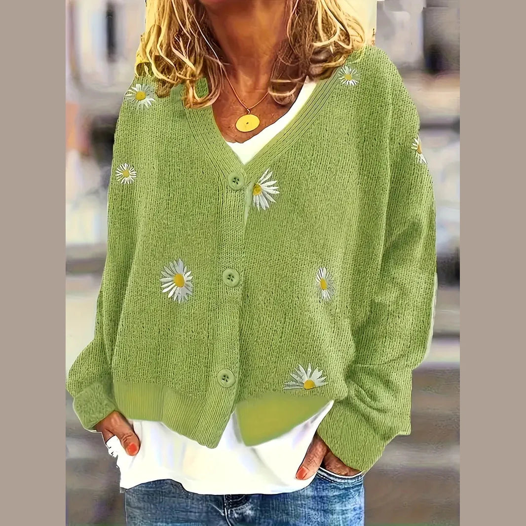 Korina - Elegant Long Sleeve Cardigan With Button