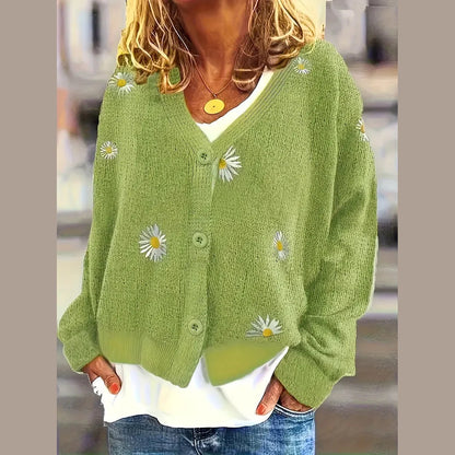 Korina - Elegant Long Sleeve Cardigan With Button