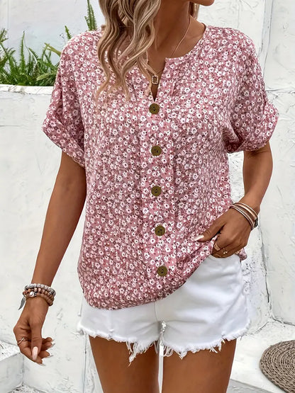 Alira - V-Neck Casual Button T-Shirt