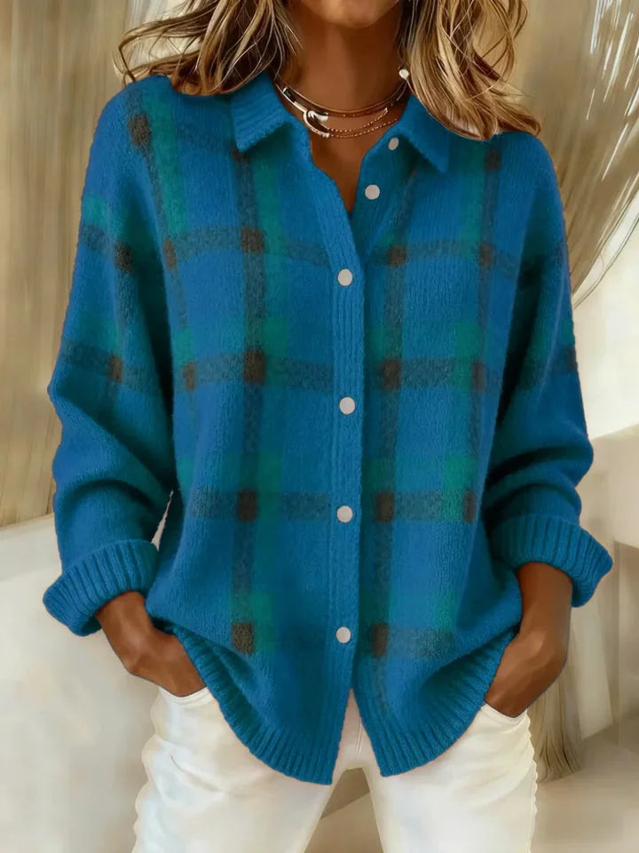 Amelia | Plaid Button-Up Cozy Knit Sweater