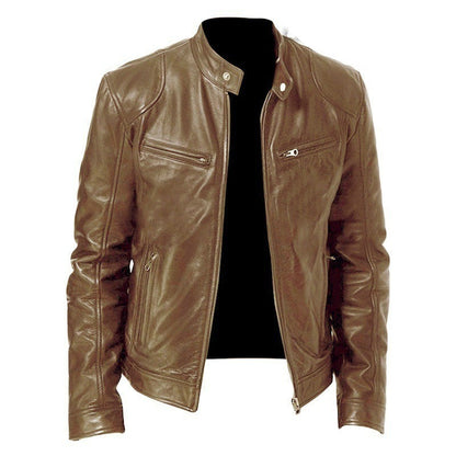 Brandon | PU Leather Zip Cardigan Jacket