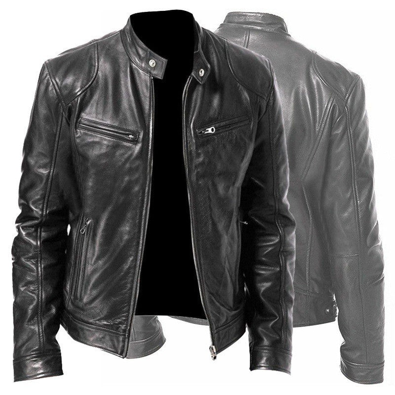 Brandon | PU Leather Zip Cardigan Jacket