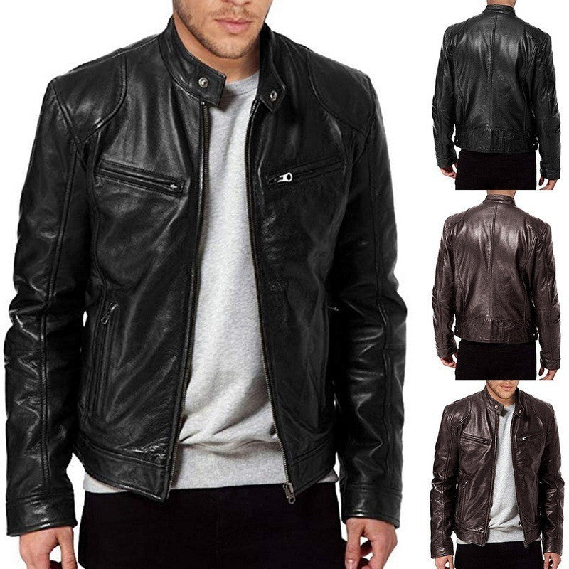 Brandon | PU Leather Zip Cardigan Jacket
