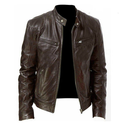 Brandon | PU Leather Zip Cardigan Jacket