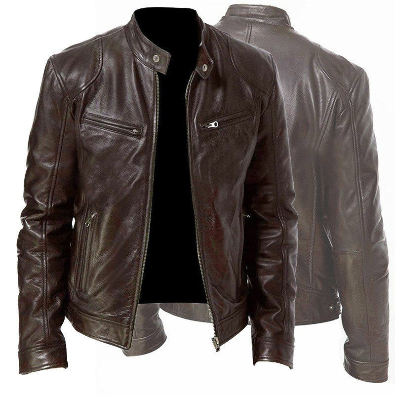 Brandon | PU Leather Zip Cardigan Jacket