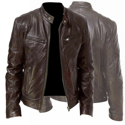 Brandon | PU Leather Zip Cardigan Jacket