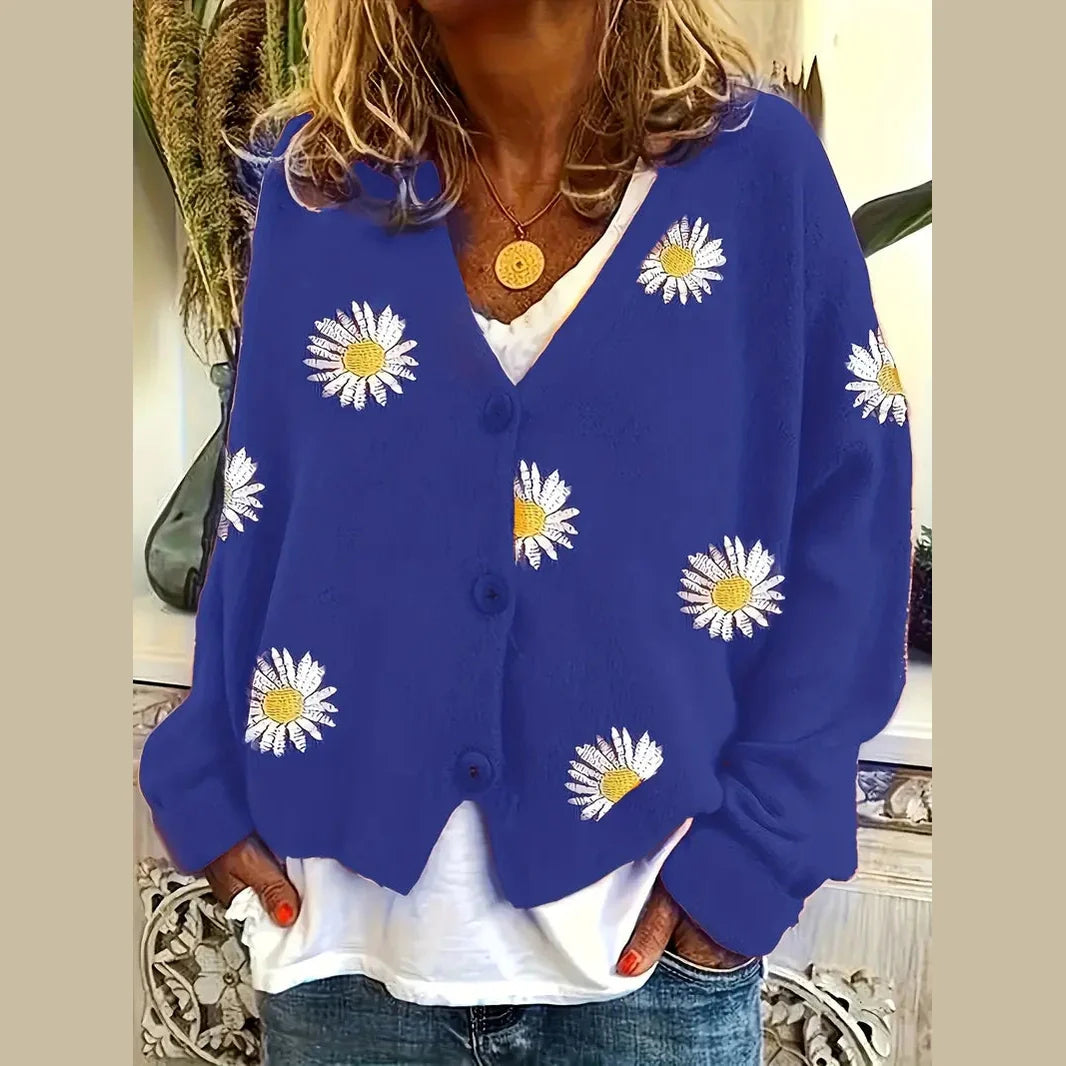 Korina - Elegant Long Sleeve Cardigan With Button