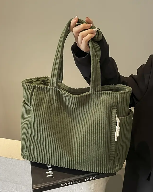 Nika | RIBBED TOTE BAG WITH DRAWSTRING DETAIL