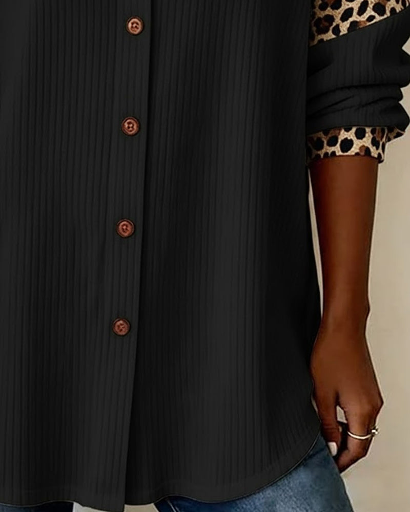 Serena | Bold Leopard Print Button-Down Shirt