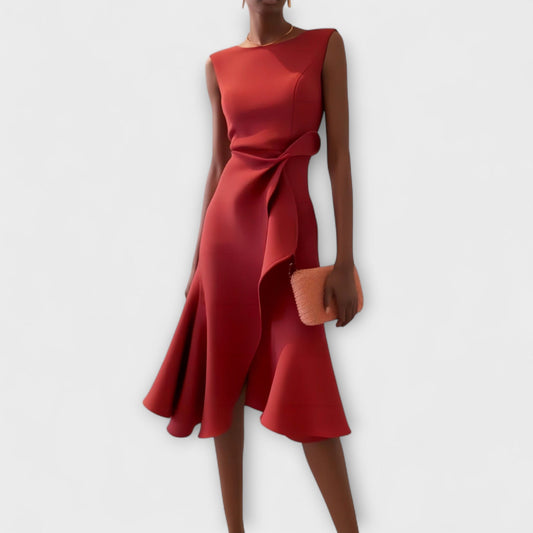 JULIET | DRAPED ASYMMETRICAL MIDI DRESS