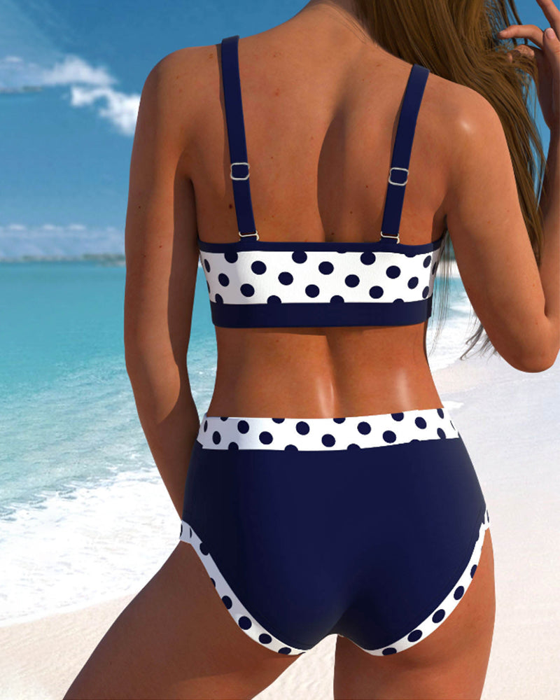 Ivy | Vintage-Inspired High-Waisted Patchwork Bikini with Peas