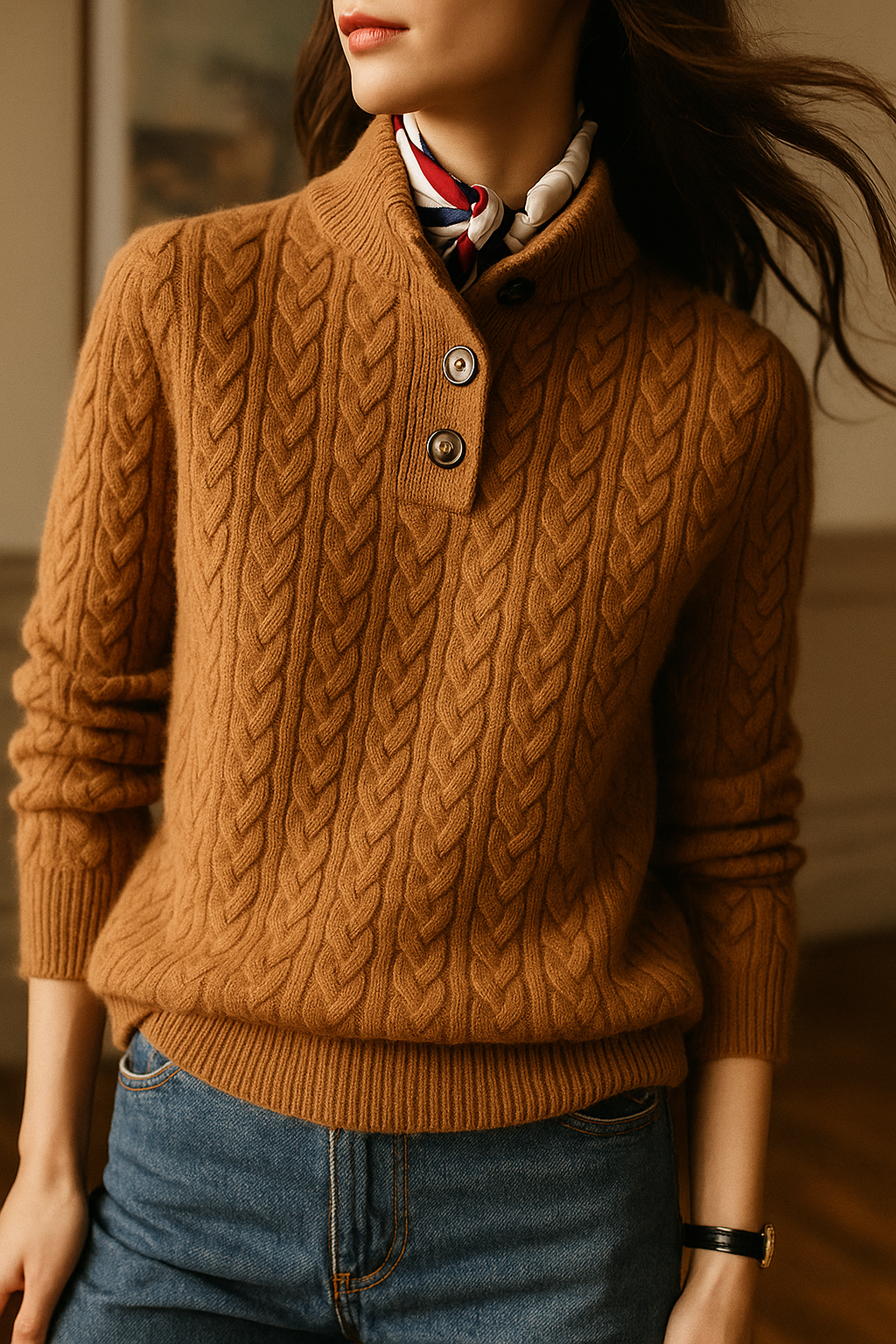 Sebastian | Cable-Knit Cashmere Button Sweater
